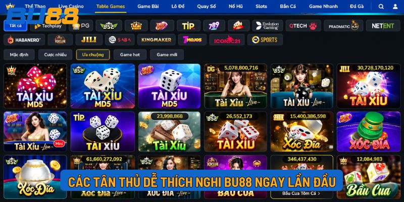 Các tân thủ dễ thích nghi BU88 ngay lần đầu